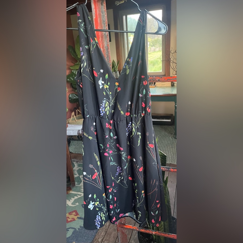 Black floral mini dress
